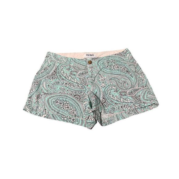 Old Navy Women’s Chino Shorts Mint Paisley Print‎ Size 6 - Picture 1 of 6